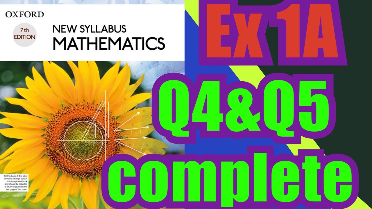 Oxford Math | Book 1 | 7th Edition |  Ex 1A | Q4&Q5 complete| Math Knowledge Skills |