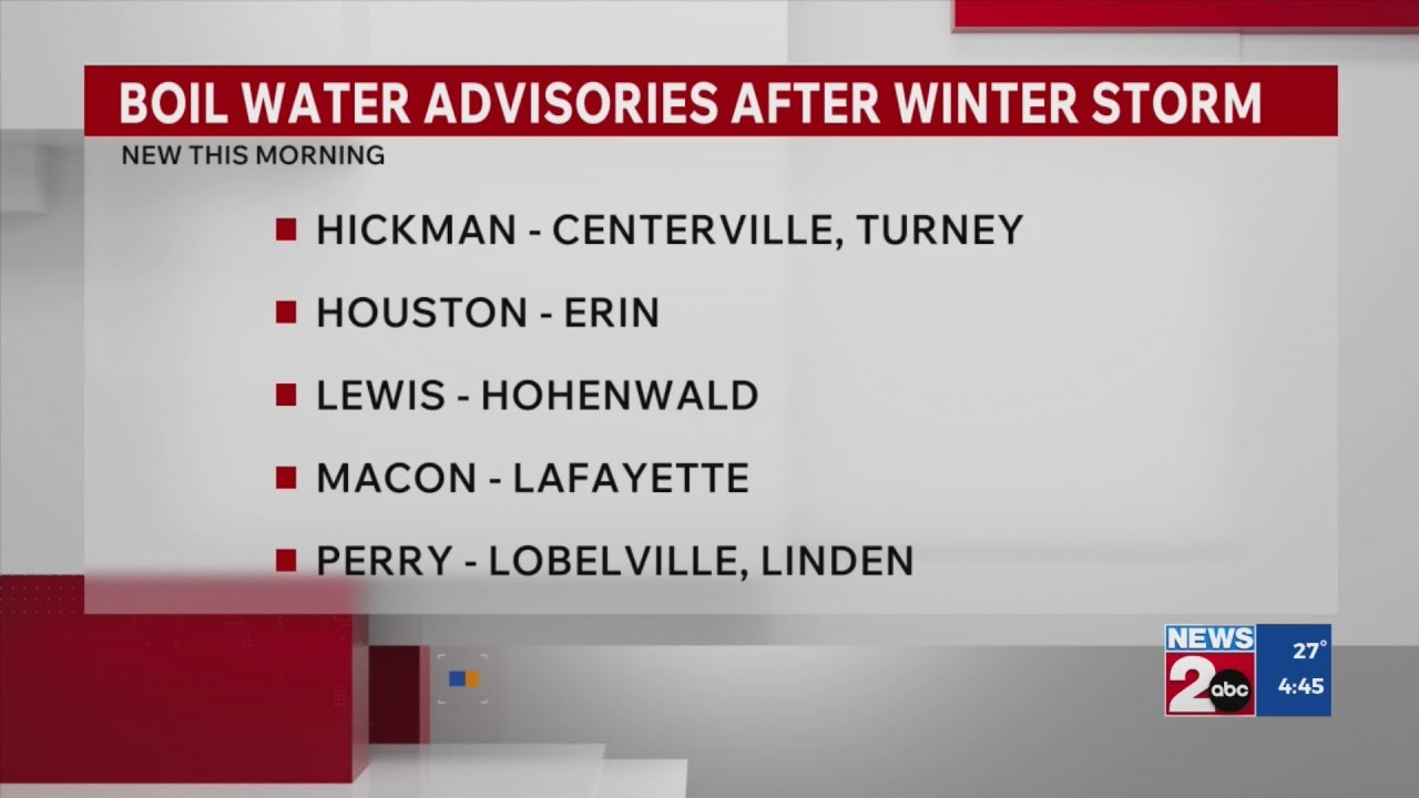 Boil water advisories issued after winter storm