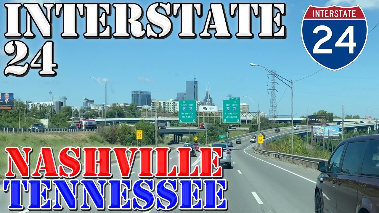 I-24 West - Nashville - Tennessee - 4K Highway Drive