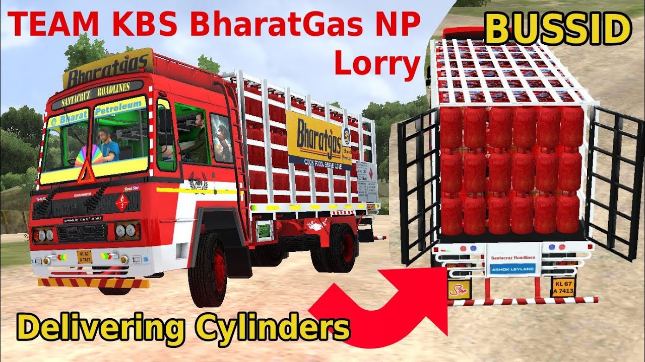 Gas Cylinders Pickup and Delivery with my Ashley Bharatgas container Lorry | BUSSID