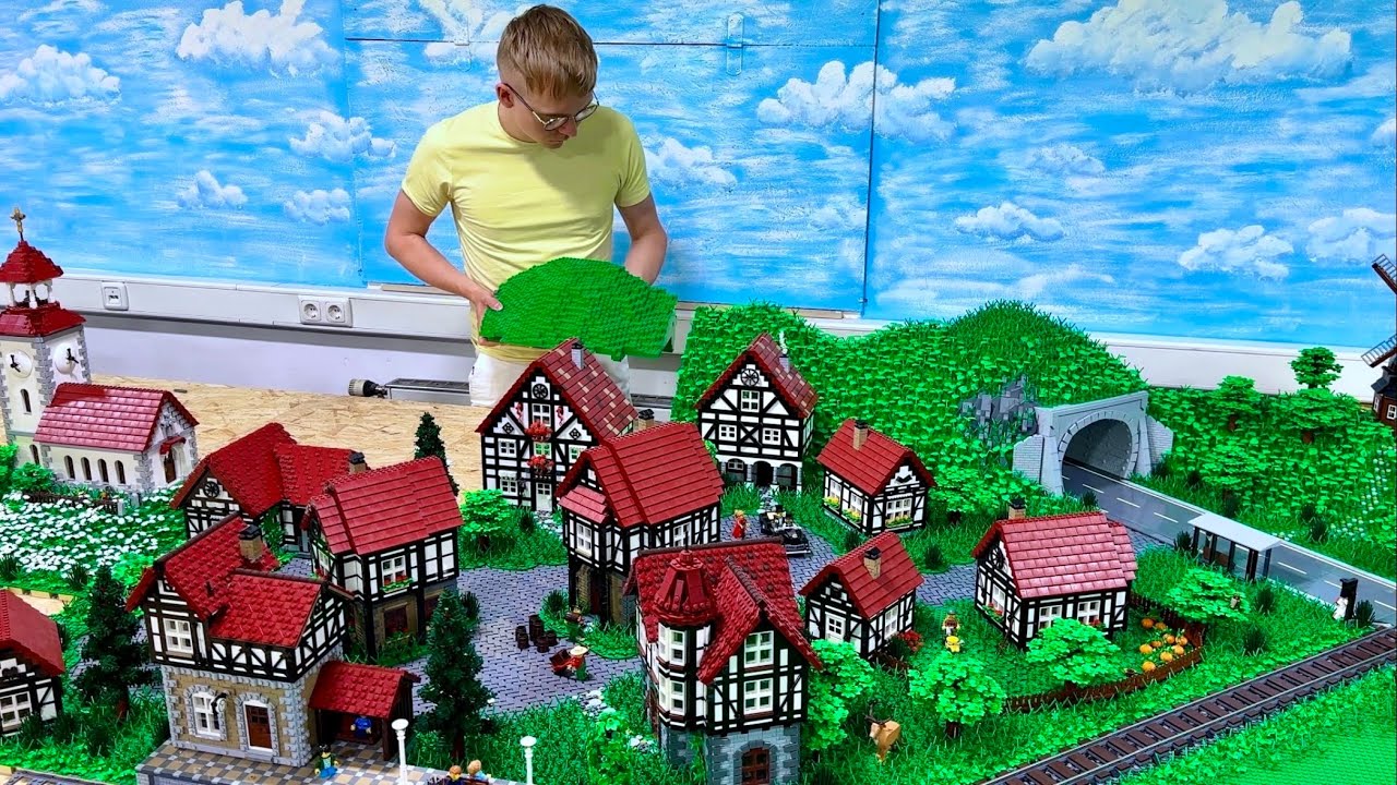 Riesen Baufortschritt: H&uuml;gellandschaft hinter dem Dorf... - Bau einer LEGO Stadt Teil 290.