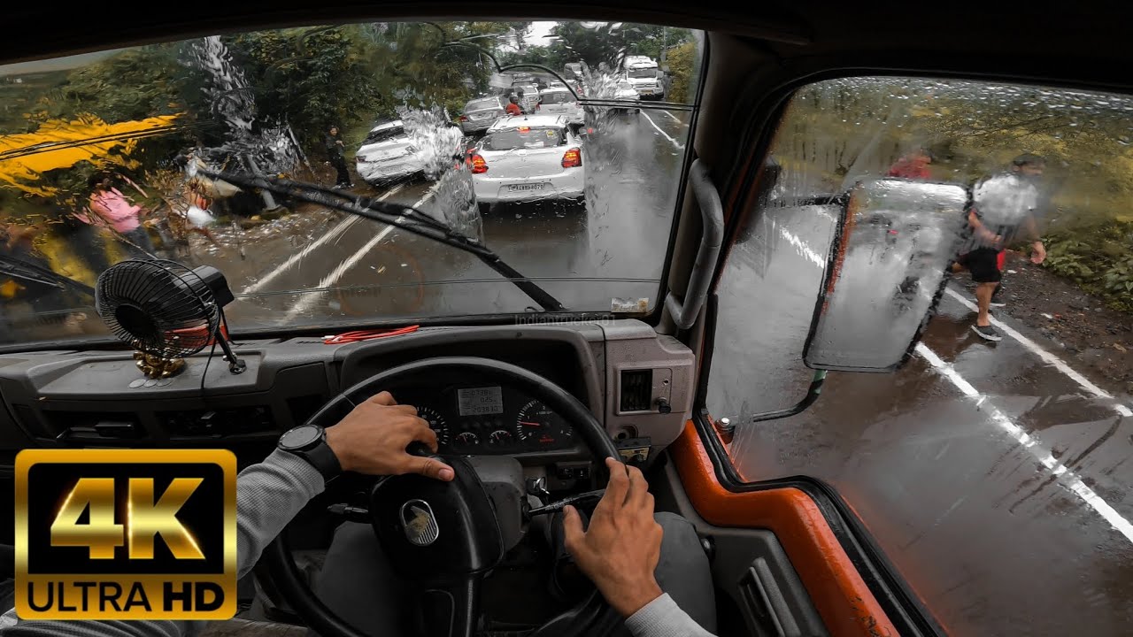 Indian Truck Driving POV In Rain And Traffic ( 4k )