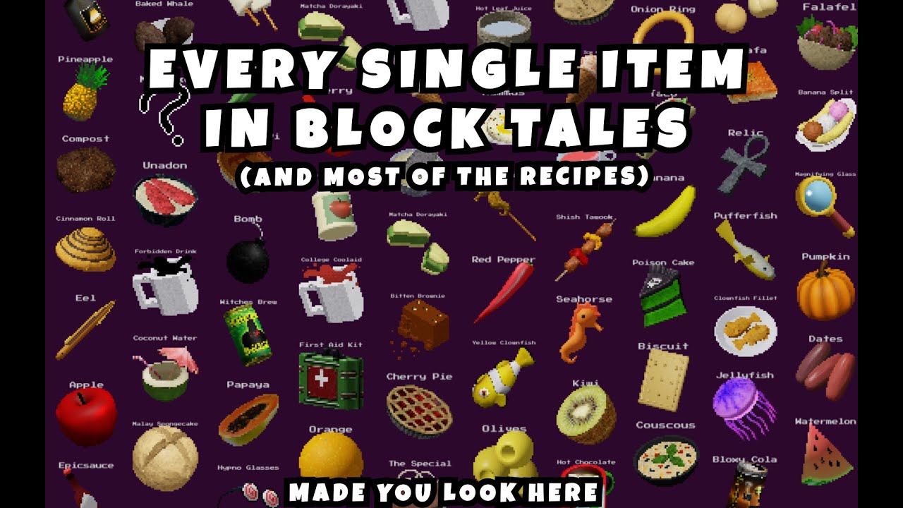 Every Item (and recipe) In Block Tales!