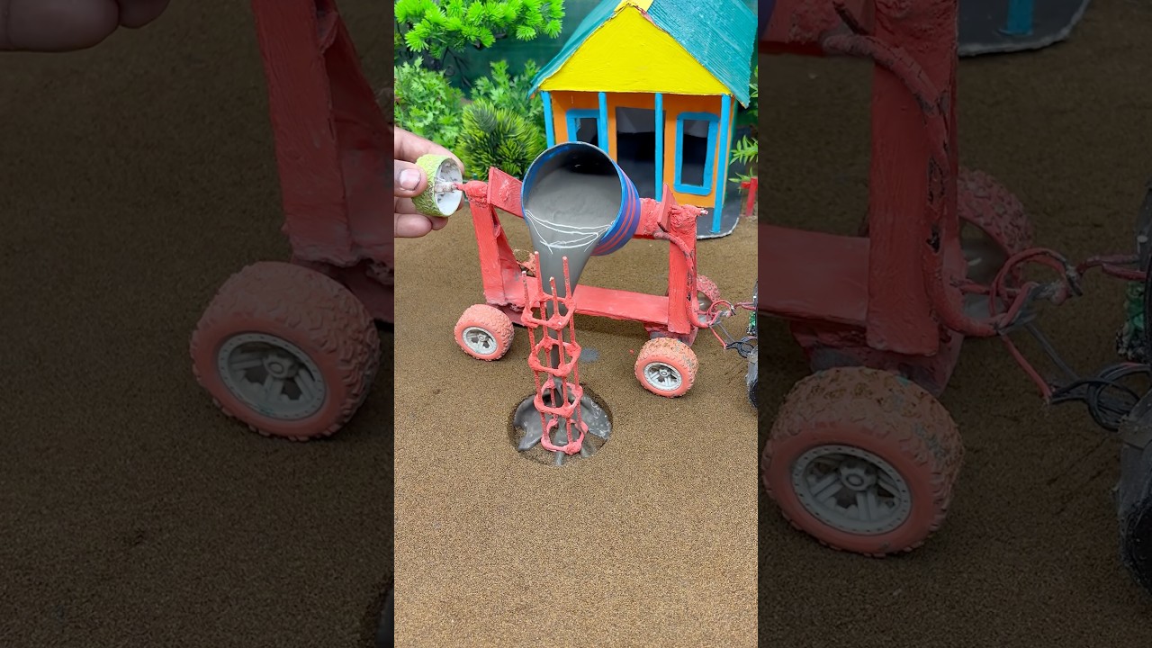 😱 Amazing Mini Tractor Pillar Making | Construction Machine Project ! #shorts#youtubeshorts