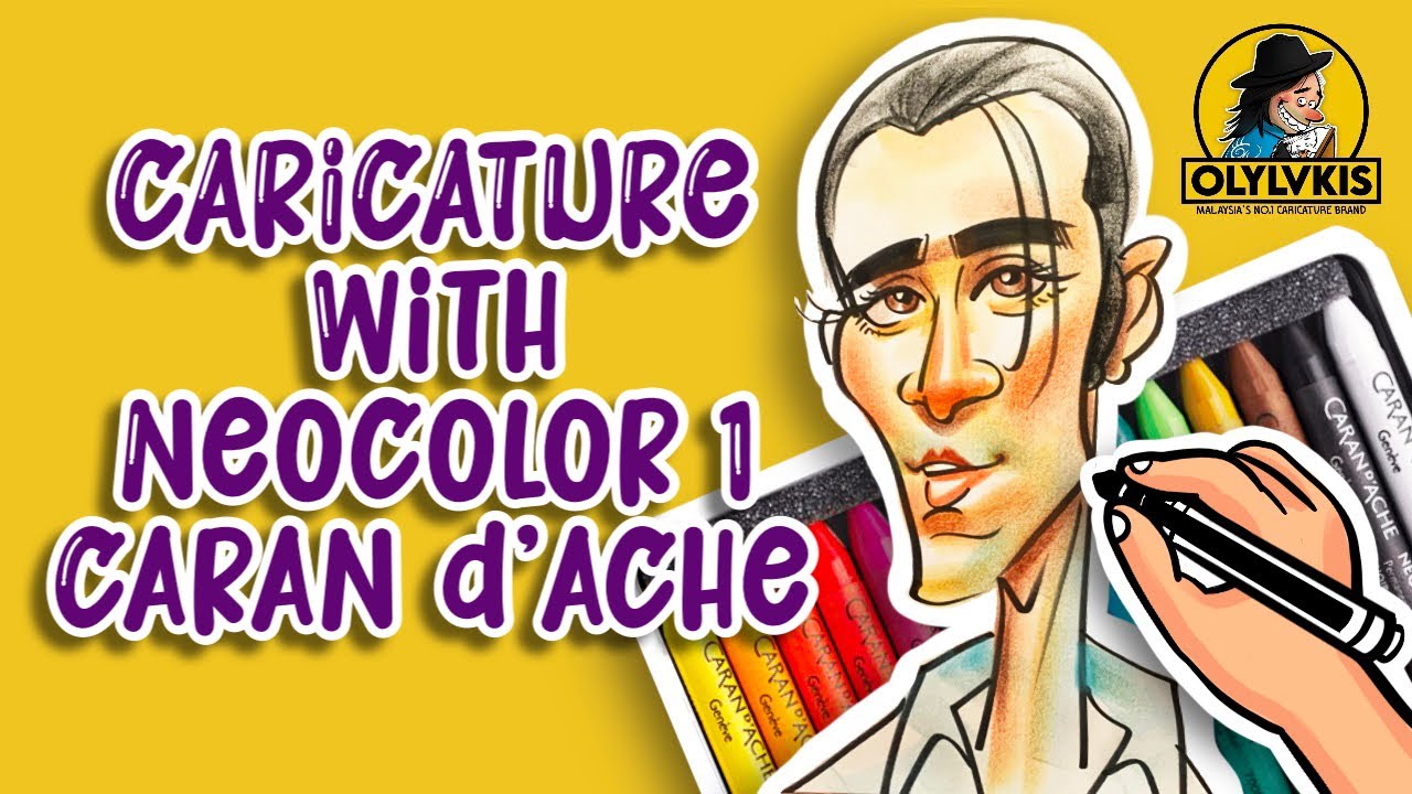 Quick Caricature Sketch with Crayola Marker & Neocolor 1 Caran d’Ache.