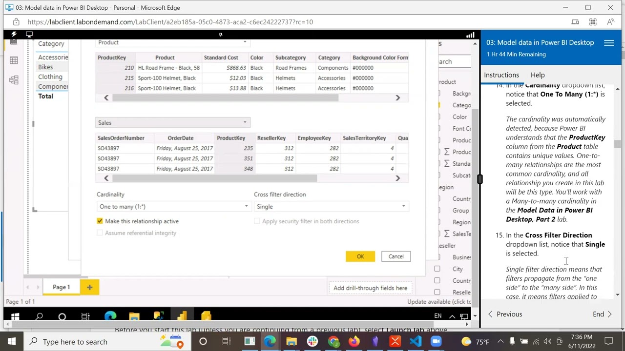 Lab Model data in Power BI Desktop Part 1