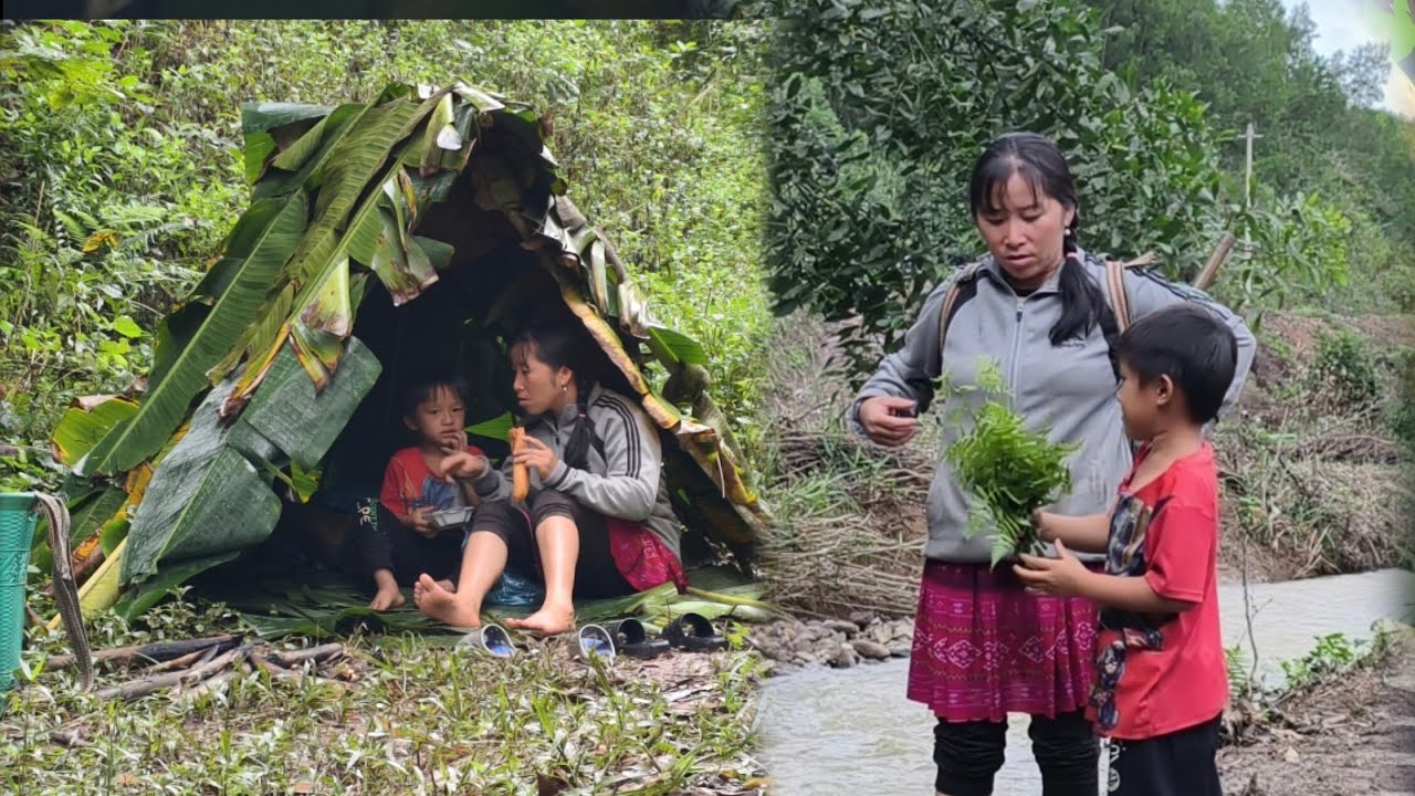 A simple leaf-roof shelter. But Vê La’s mother and child do not give up in the face of hardship.