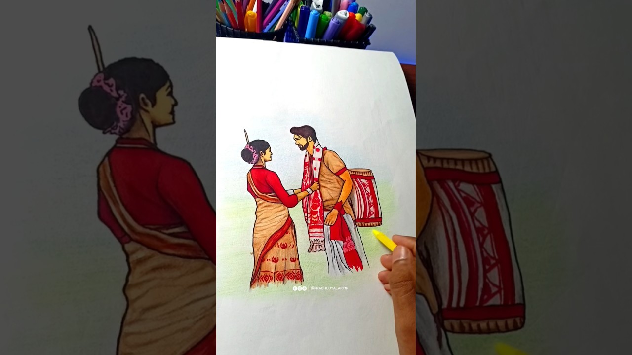 Bihu Drawing 🎨🖌️ #drawing #shorts #bihu #assam #assameseculture #bihu2025