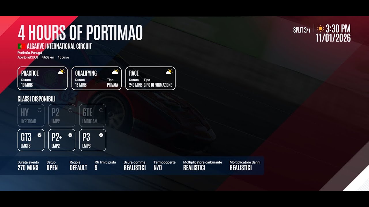 Le Mans Ultimate - ENDURANCE RACE - 4 ORE PORTIMAO