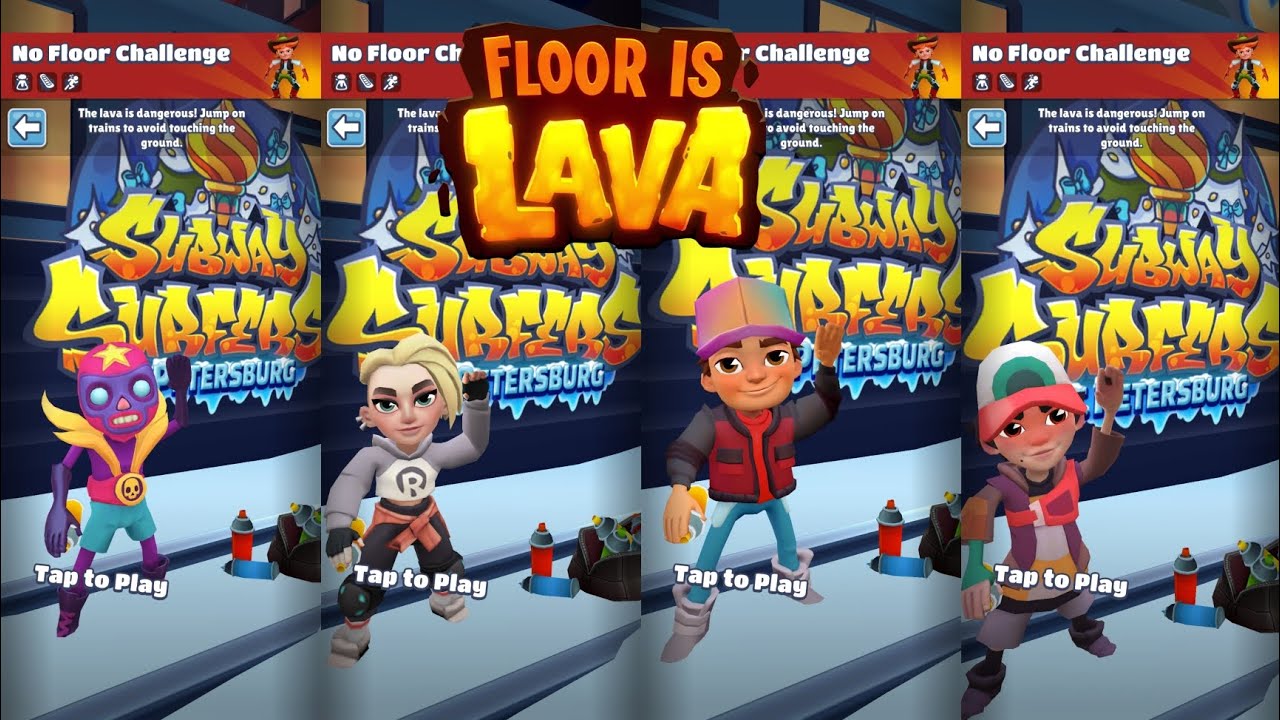 Travel No Floor Challenge - Subway Surfers Saint Petersburg 2020 🔥Floor Is lava Game Mode