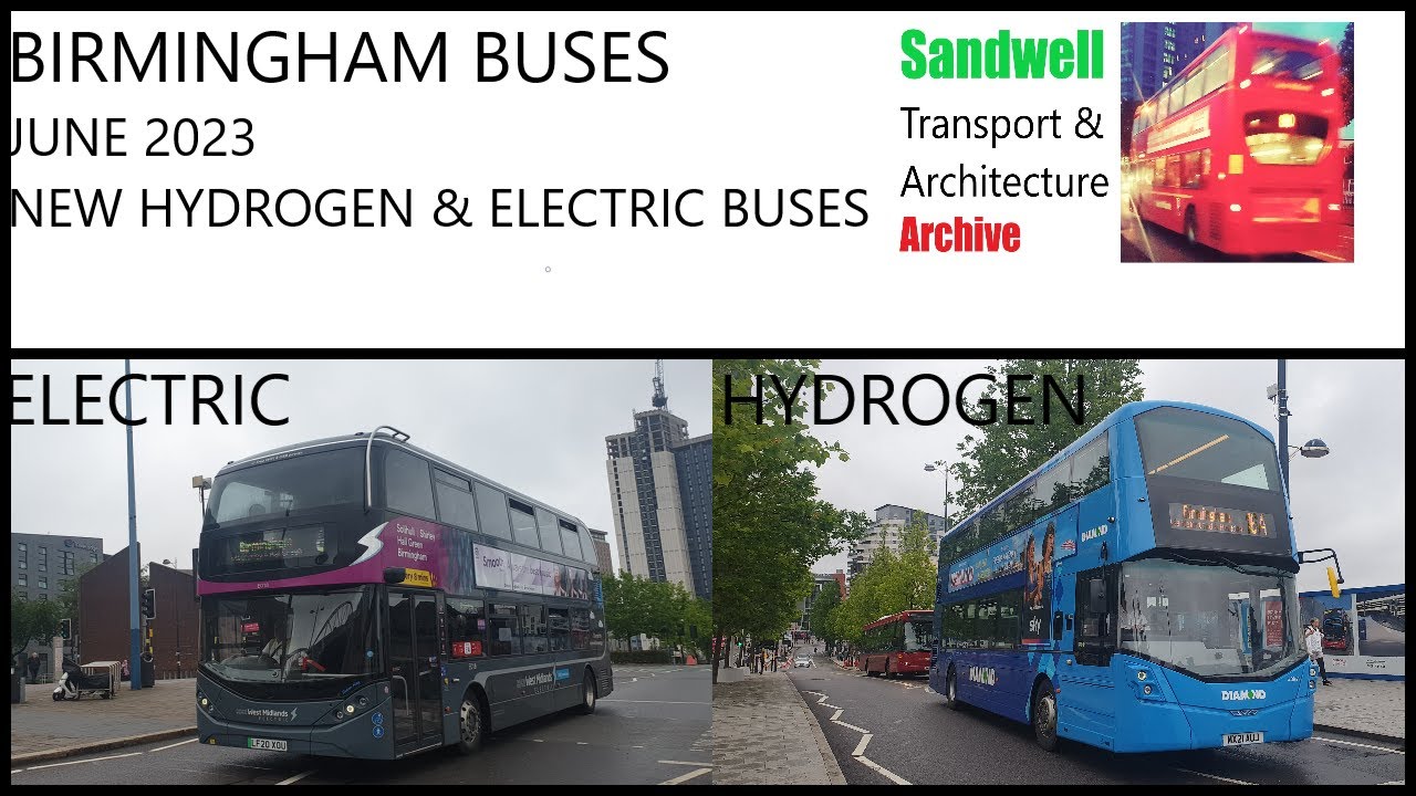 BUSES IN BIRMINGHAM CITY CENTRE. NEW ELECTRIC & HYDROGEN BUSES. JUNE 2023