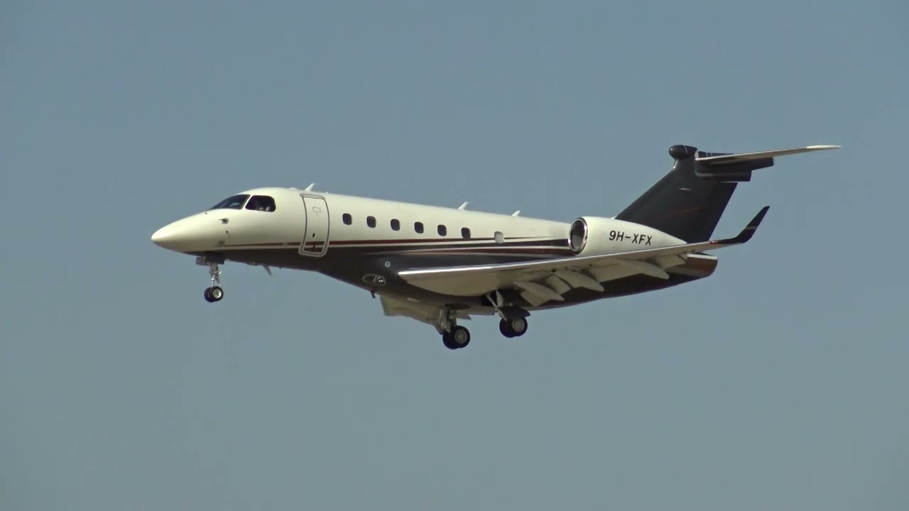 Private Embraer EMB-550 Legacy 500 9H-XFX Landing Malaga LEMG