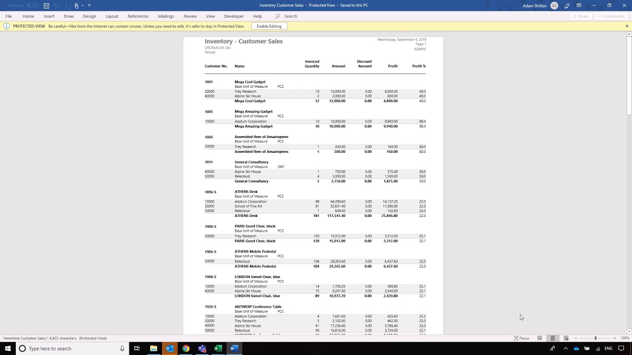 Business Central - Inventory Reporting - Quickstart for Supply Chain