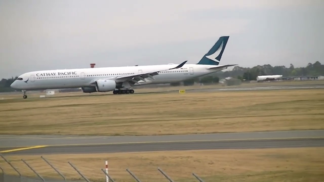 Cathay pacific making an epic arrival and windy depature from Christchurch airport