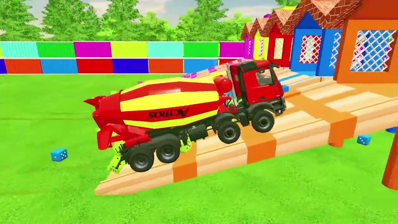 GARAGE With COLORS - TRANSPORT ALL MIXER TRUCK with JCB BACKHOE LOADERs - Farming Simulator 