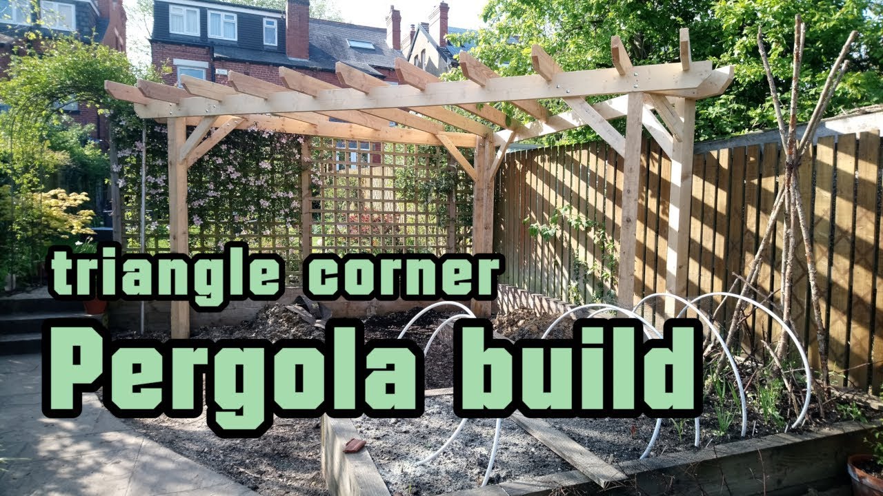 Pergola build, triangle corner pergola built with pressure treated softwood timber
