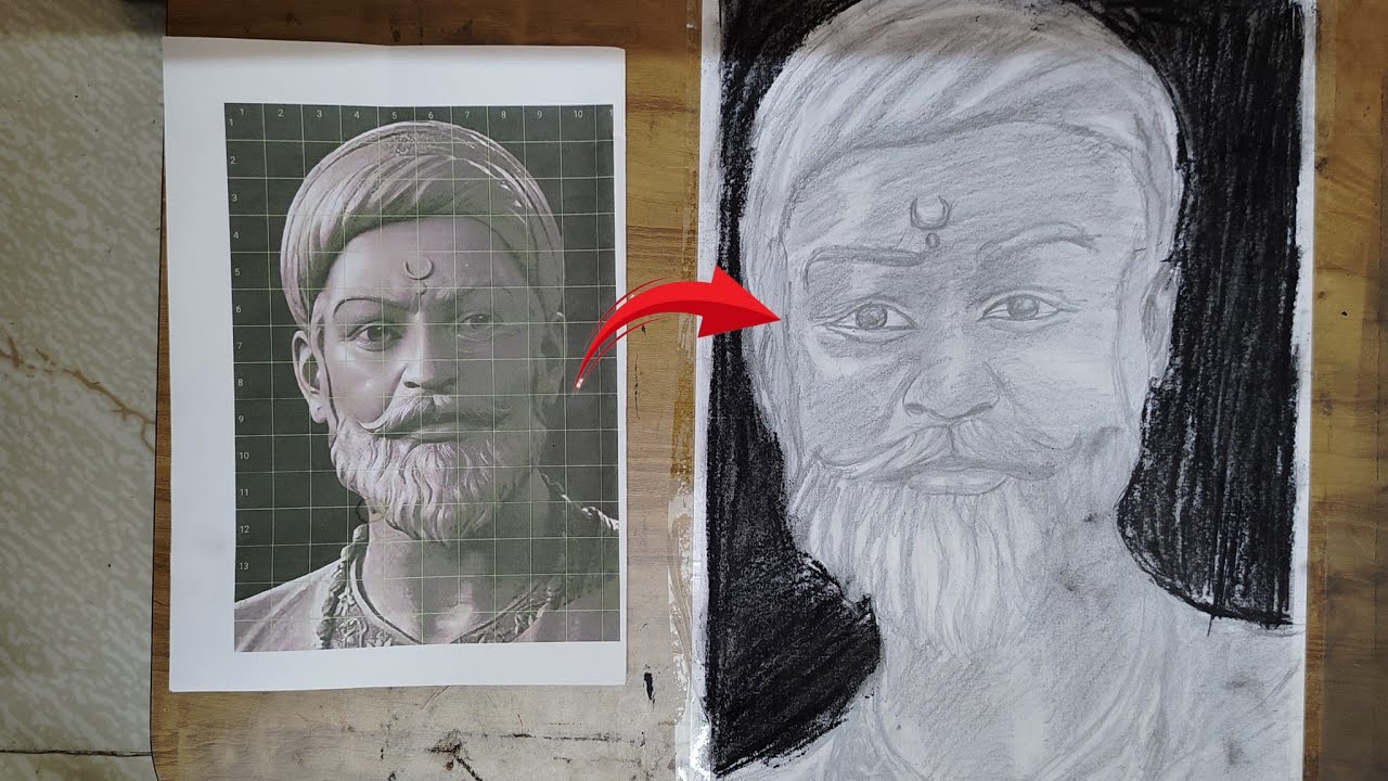 Chatrapati Shivaji Maharaj Drawing Colour Pencil, Shivaji Maharaj With Lion Face, शिवाजी महाराज