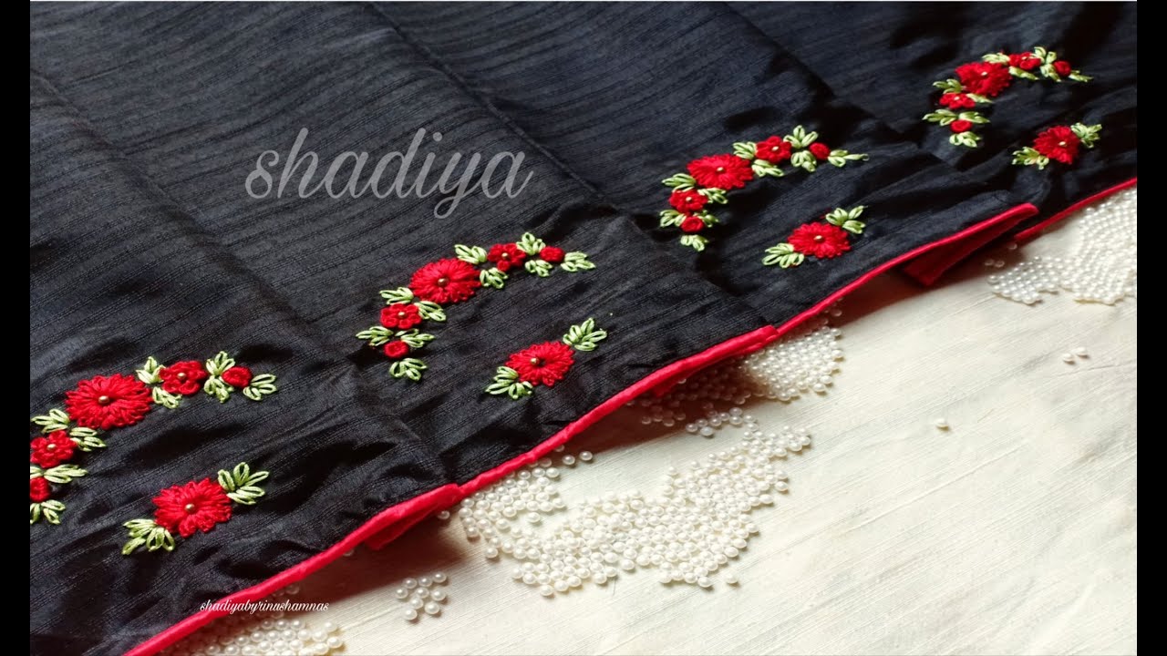 Simple saree border design| designer saree embroidery |shadiya