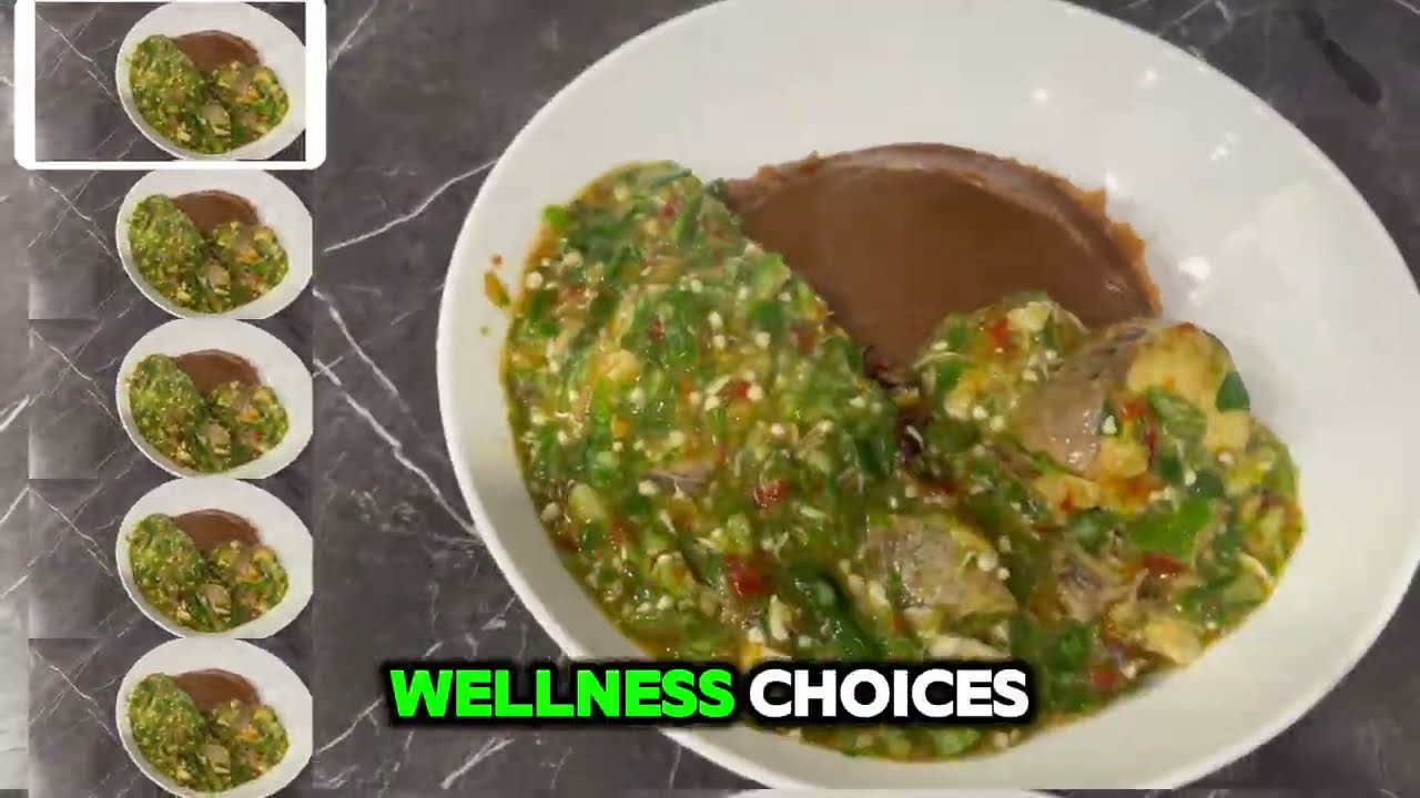 Oil less Okra Soup paired with Unripe Plantain Swallow