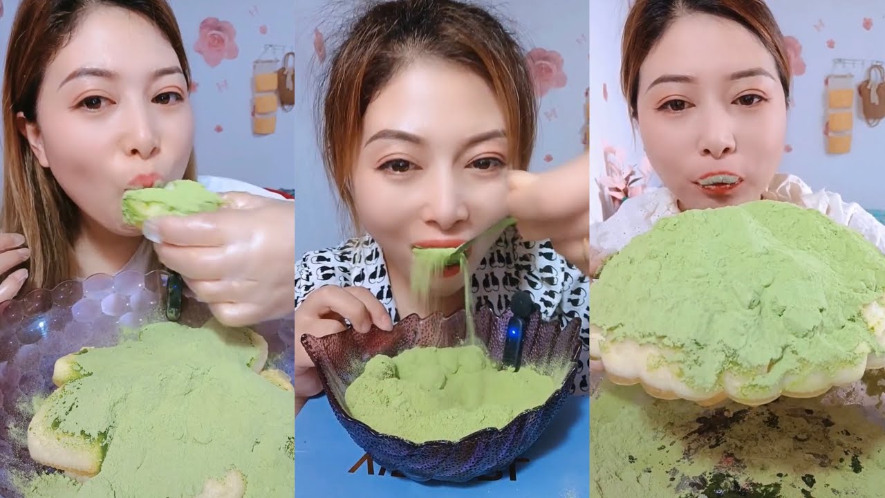 ASMR :Heavy Matcha powder ice|solo bites|Soft ice|crushed hard ice|white ice eating|V-good crunchy