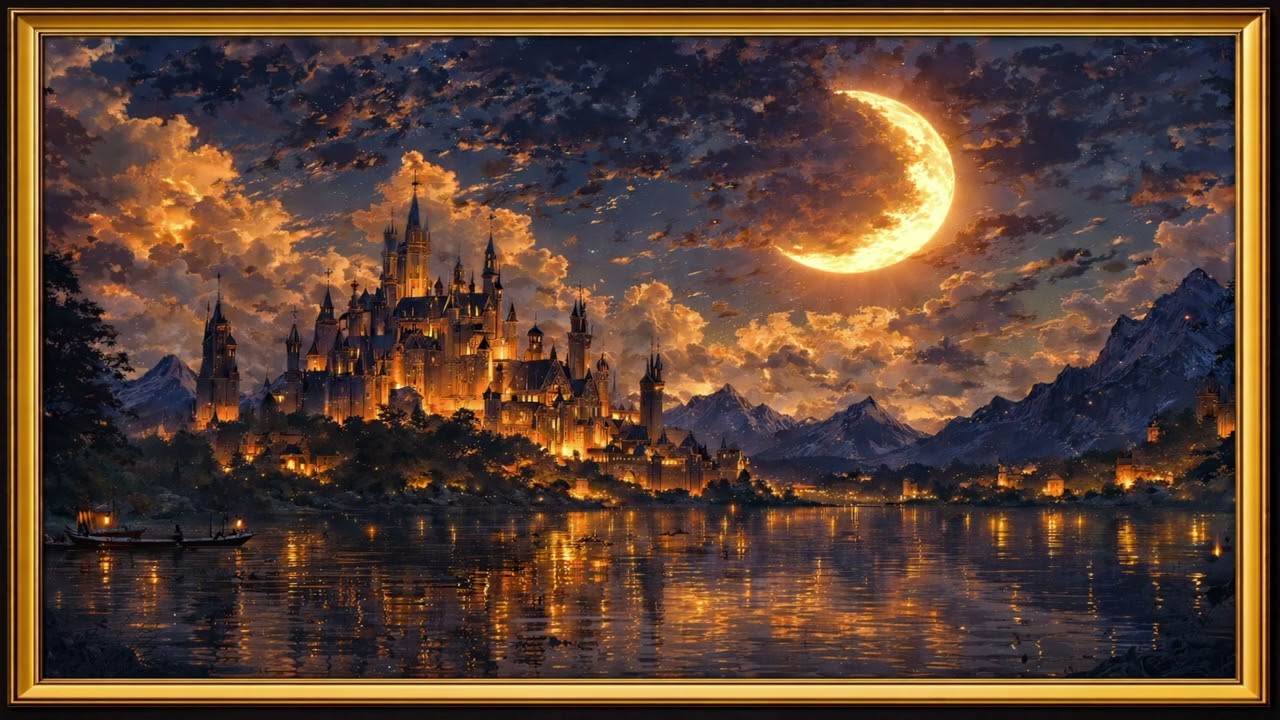 Moonlit Kingdom 🌙✨ | 8K Golden Castle Reflections