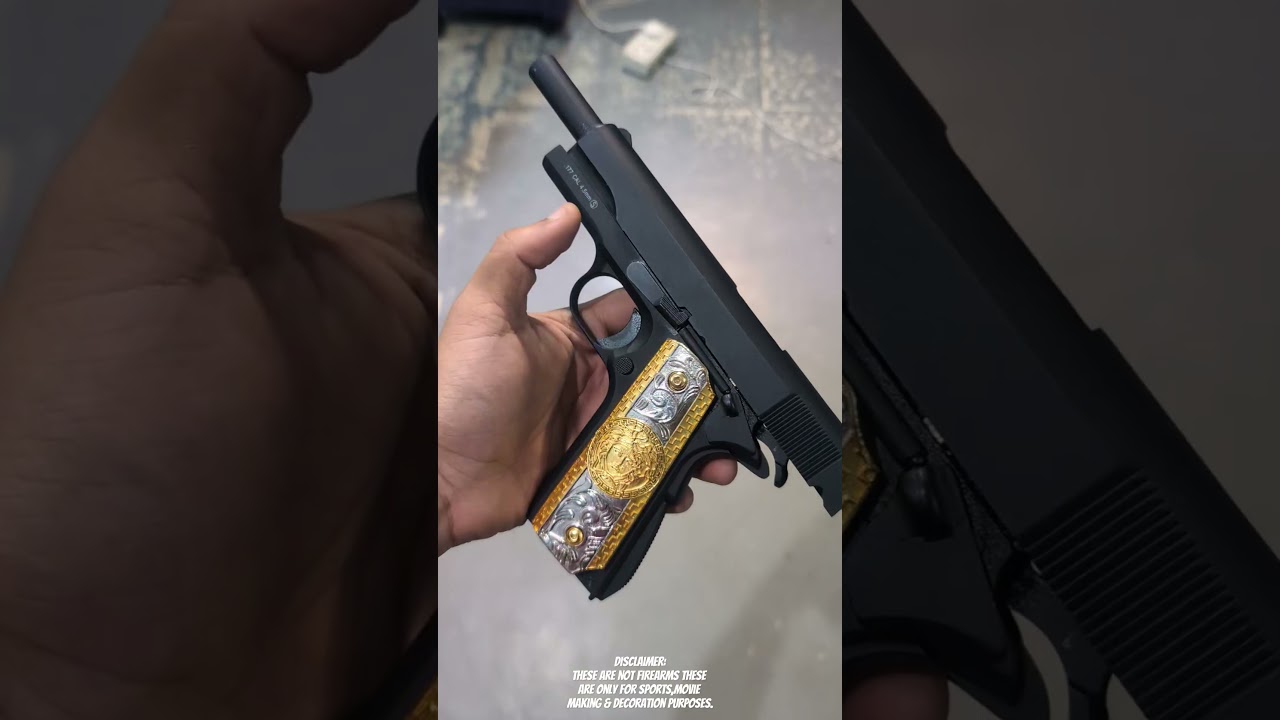 Sidhu Moosewala replica copy colt 1911 CO2 airgun/air pistol in India no license needed.