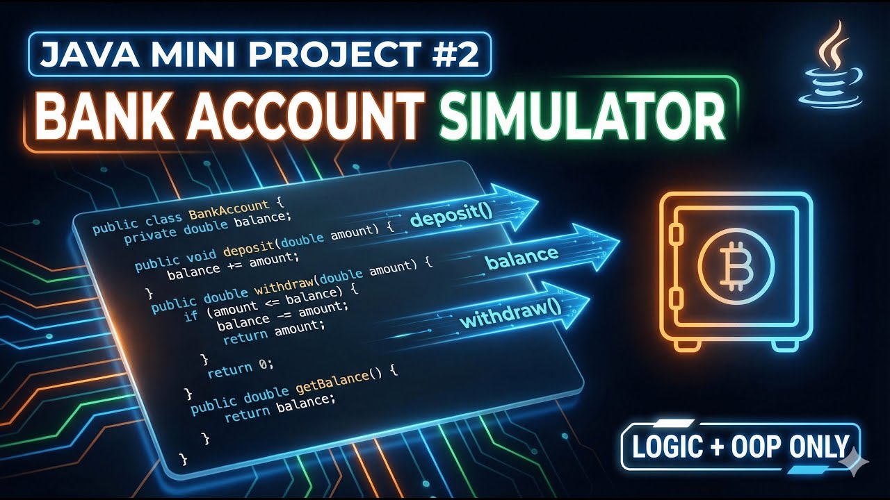 Java Mini Project 2 | Bank Account Simulator in Java | Logic + OOP (No UI)