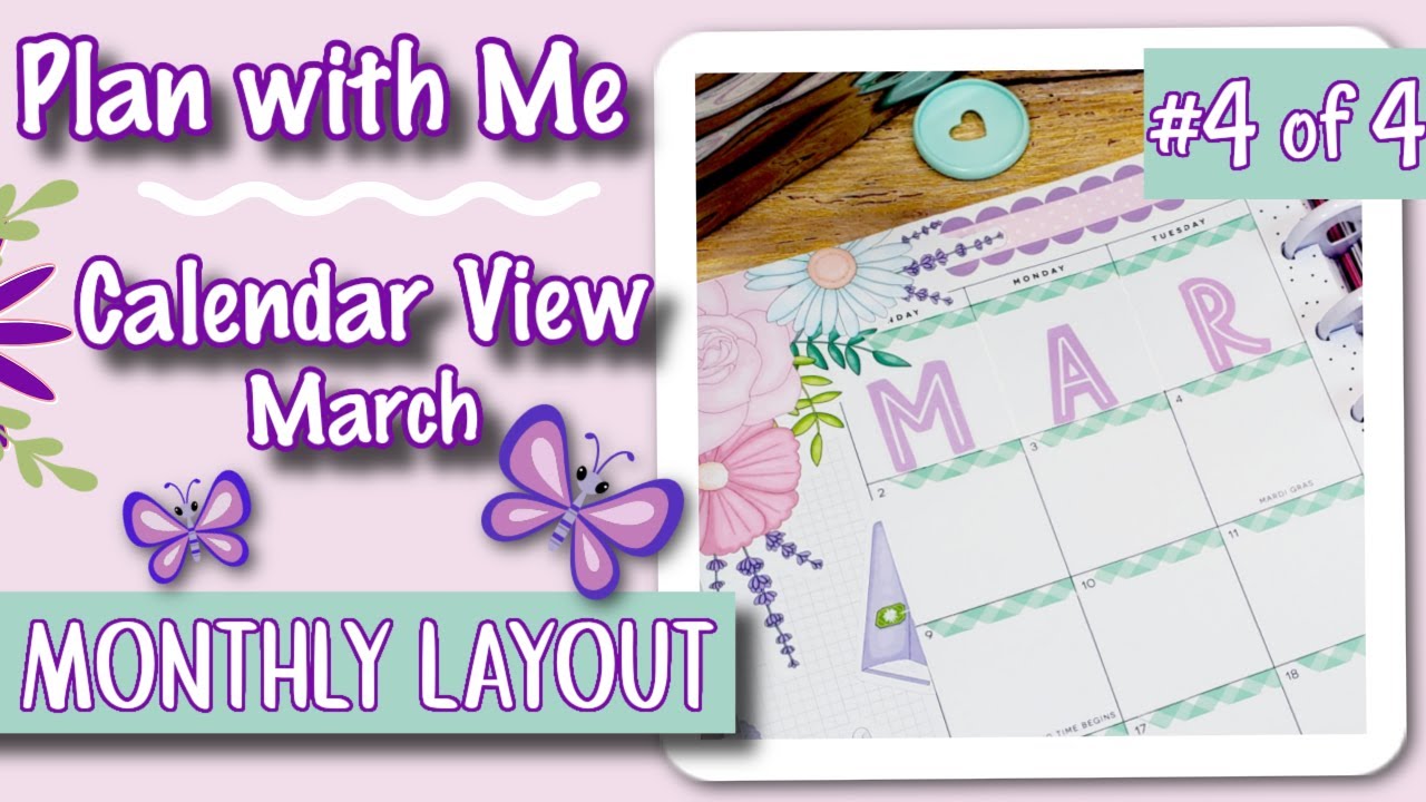 🌸 Plan With Me ~ March Calendar View 📅 Happy Planner Monthly Layout using Book Babe Stickers ✨4 of 4