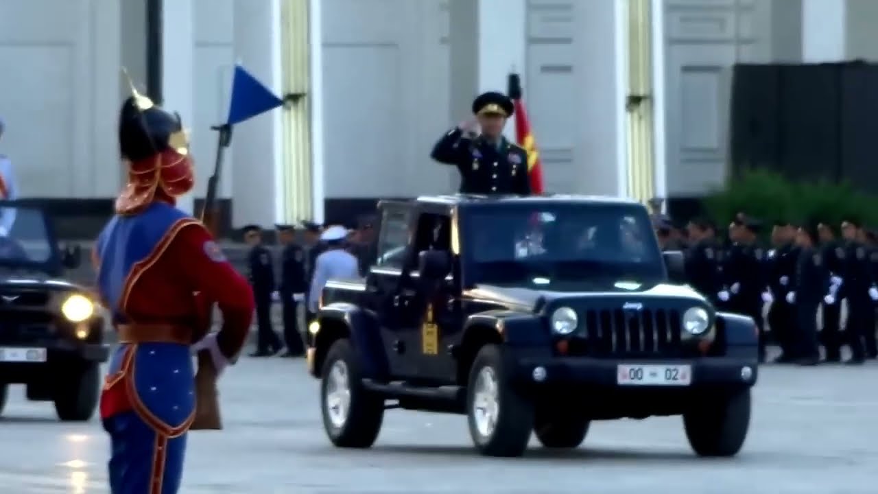 Military Parade in Mongolia (training: Chinggis Khaan Square) Video by OTGO