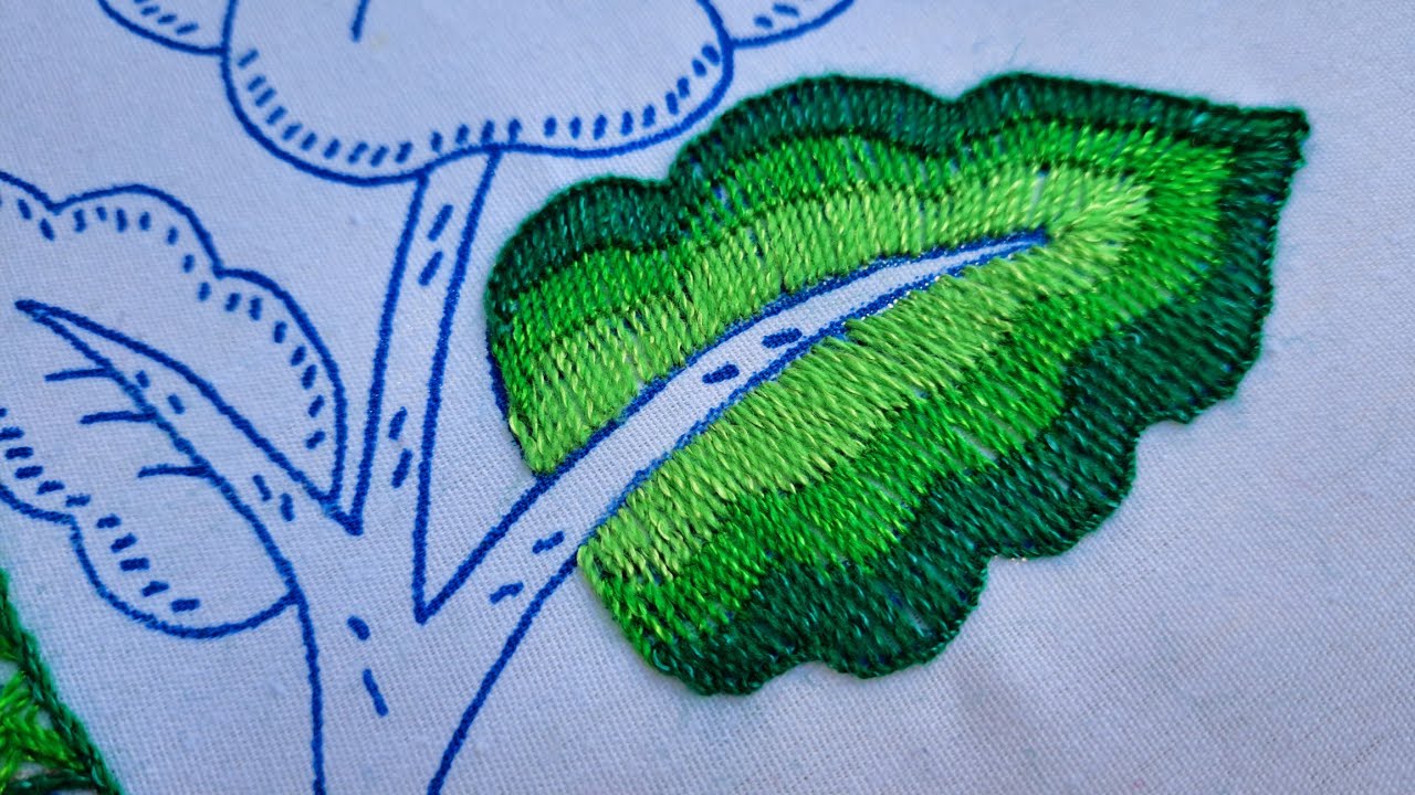 Como bordar una hoja grande 🍃 súper rápido 🍃