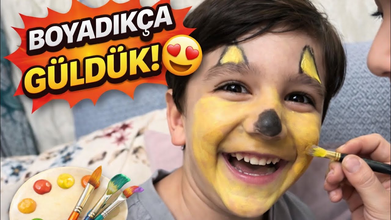 BOYADIKÇA GÜLDÜK !! 😂 LENA ALAZ YÜZ BOYUYOR !! 🎨