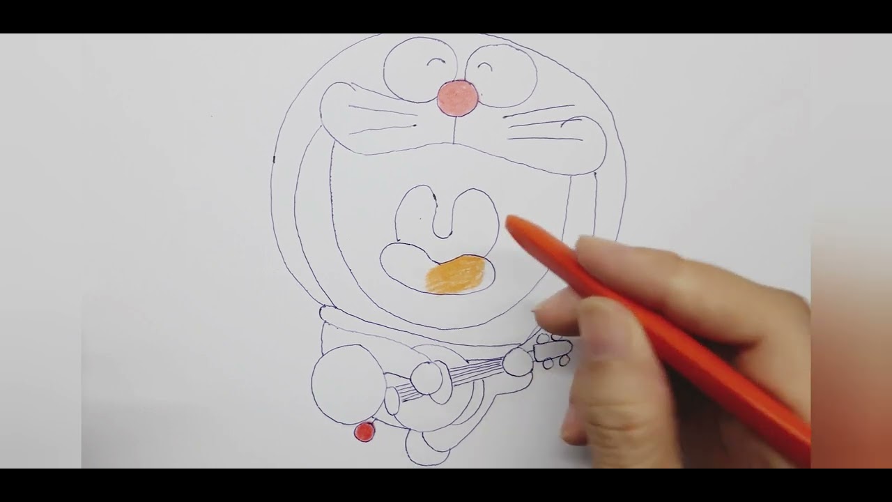 Vẽ Doraemon chơi đàn/ draw doraemon/vẽ nhân vật truyện tranh/hoạt hình/ Ngọc NguyễnTV