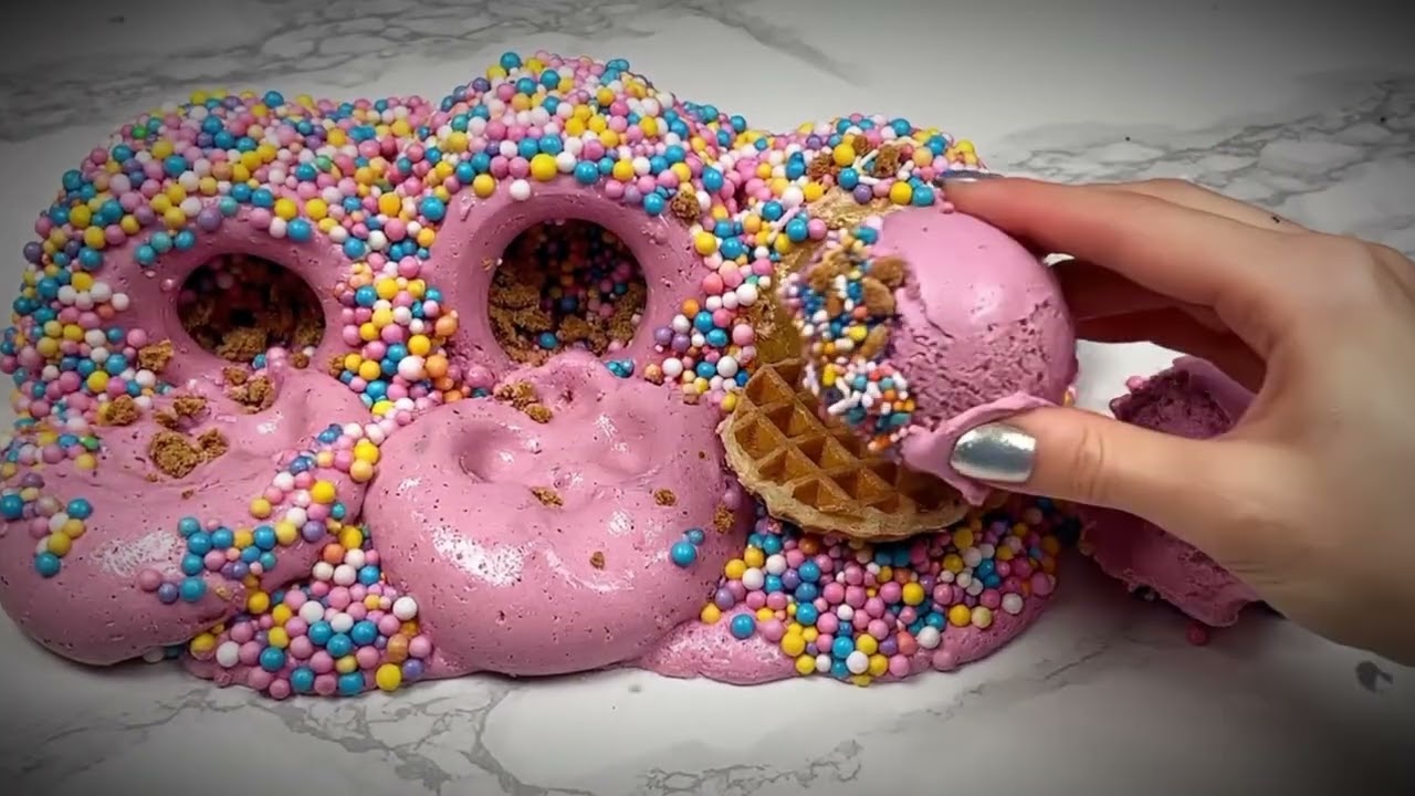 Luxury Rainbow Slime Sundae ASMR | Satisfying Ice Cream Drip & Foam Swirl Mixing No Talking No Music