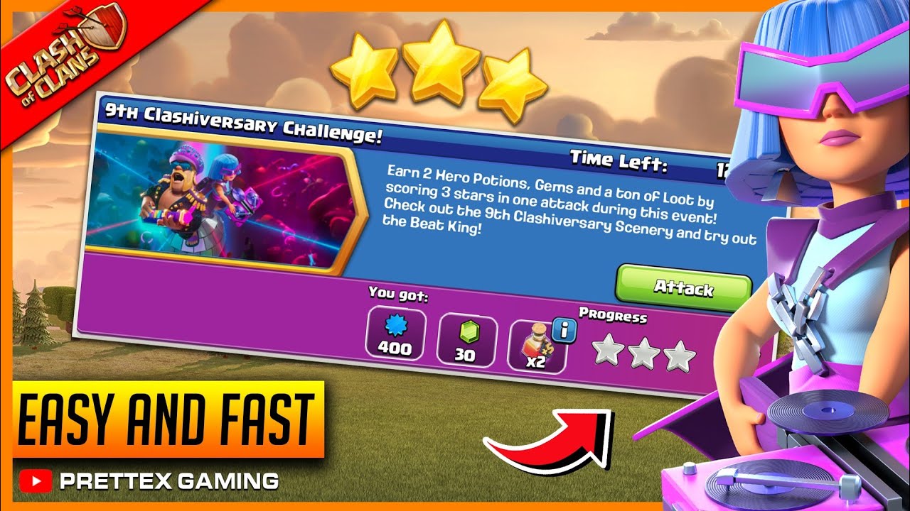 How to 3 Star 9th Clashiversary Challenge in Coc - New Event Attack Clash of Clans!