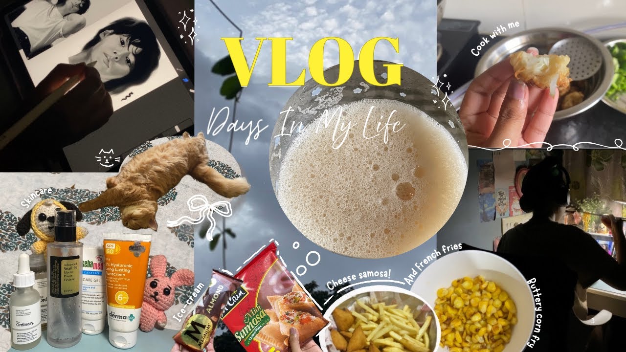 COZY & Productive days 🌷| Aesthetic VLOG Indian♡🇮🇳| Paint🎨 , cook 🍜 do Skincare with me 🍒 and more 