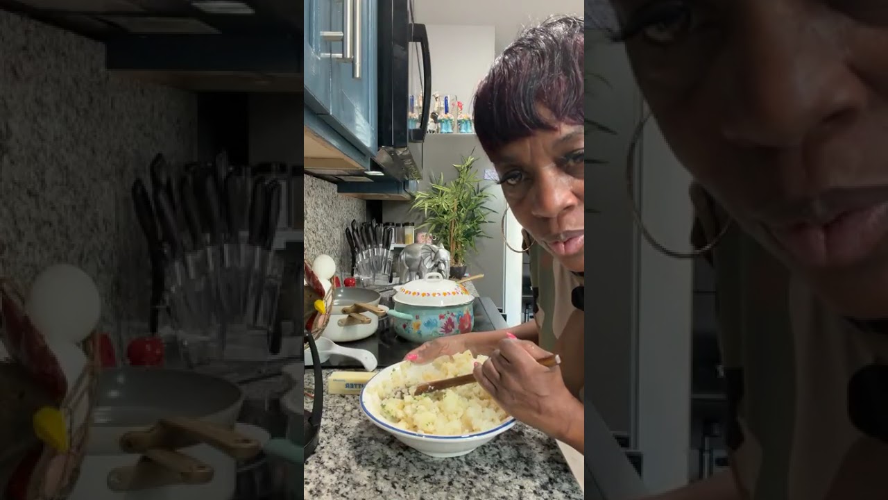 I’m back! Let’s finish cooking our meatloaf, mash potatoes, and sweet