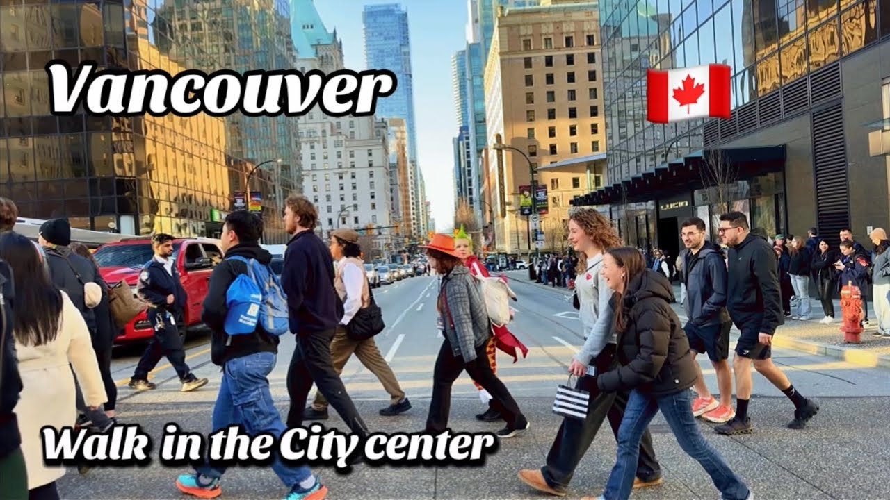 ☀️Downtown VancouverBC/ Sunshine and walking in the City Centre/Relaxing Day/Travel Canada🇨🇦[4K]