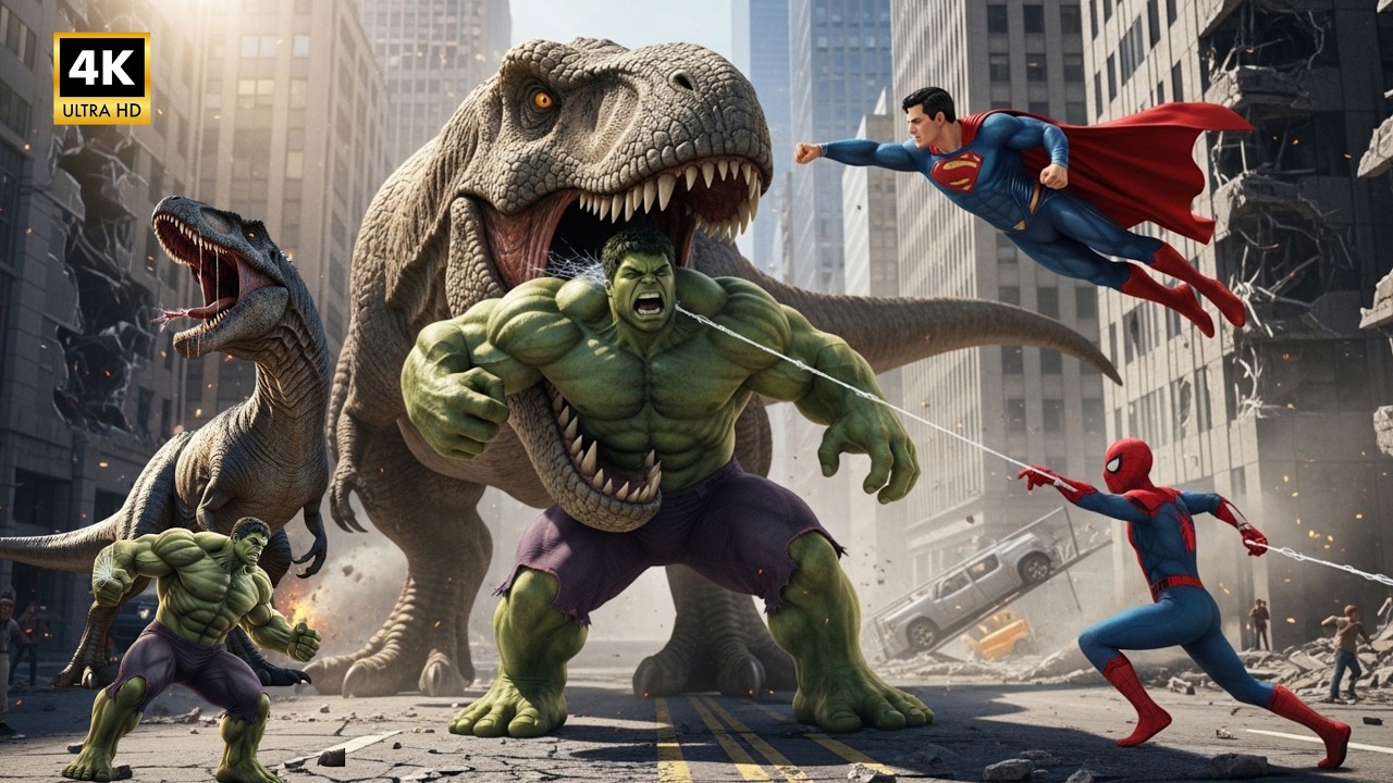 Dinosaur vs Avengers ||  Epic City Battle & Superhero Showdown || USA MOVIE|