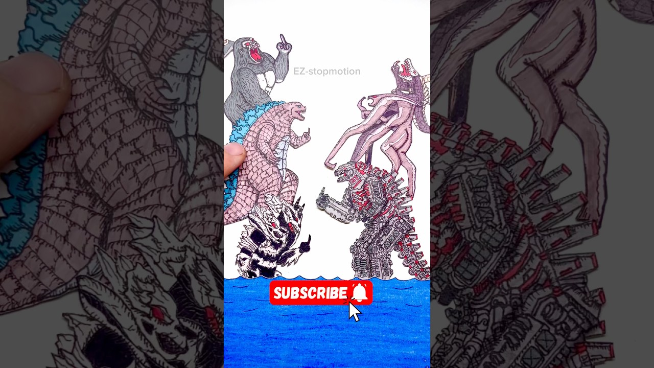 Surprise ??? Godzilla, King Kong, Muto, Mechagodzilla, Monster X #drawing #godzilla #stopmotion