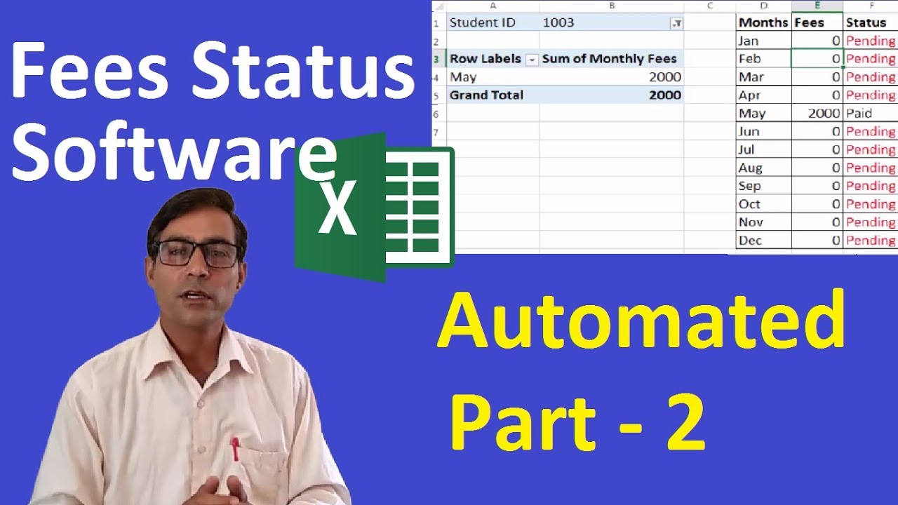 Fully automated fees status and print receipt in excel in hindi part - 2 | Fees status software