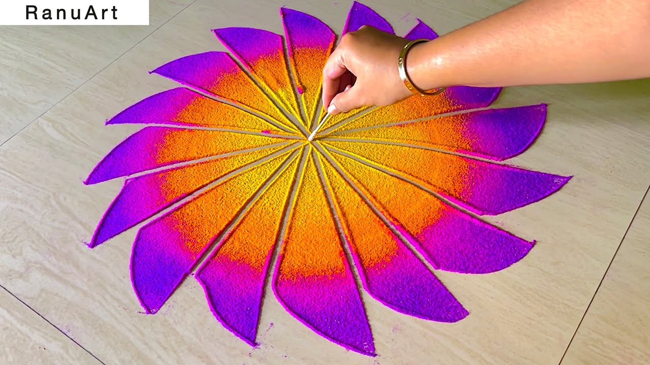 2 flower rangoli designs for diwali🌼navratri rangoli designs easy small🌼 best rangoli 🌼Ranu Art