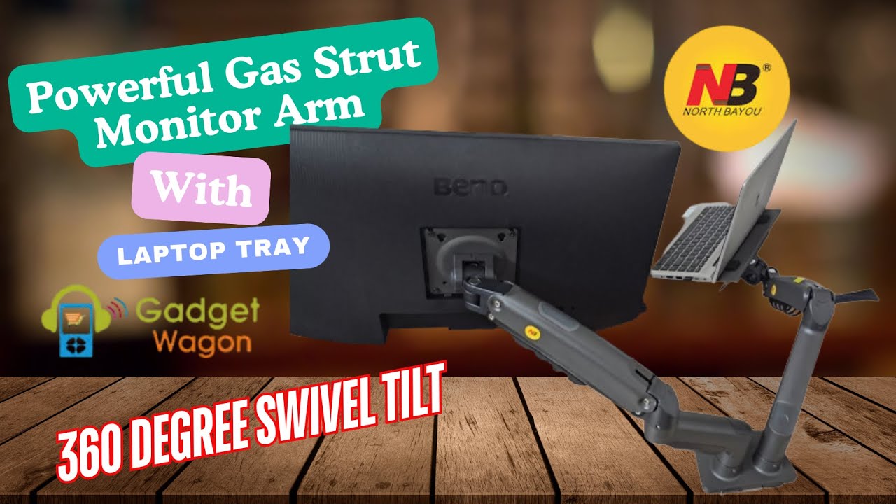 Desk Makeover: Gadget Wagon 360° Gas Strut Monitor | Dual Desk Arm with Laptop Tray | Monitor Stand