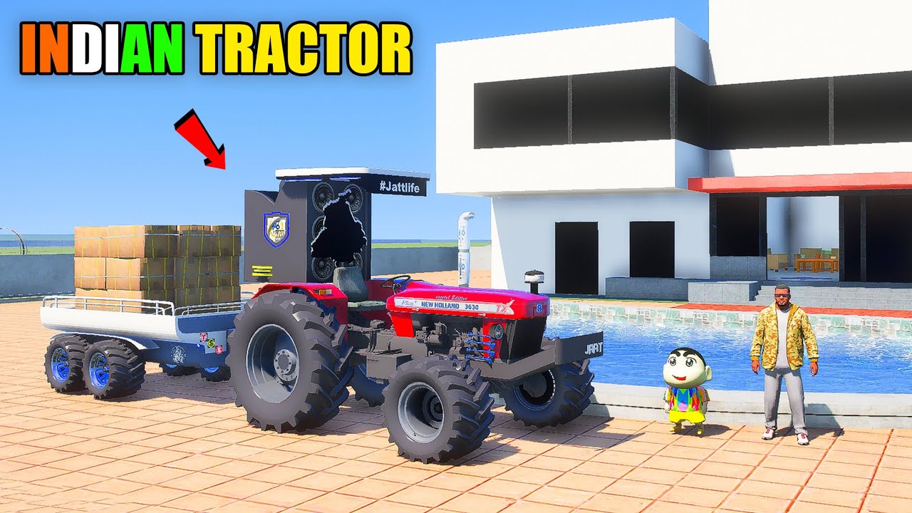 Franklin & Shinchan Buy Indian Tractor and Trolly in Indian Bike Driving 3D