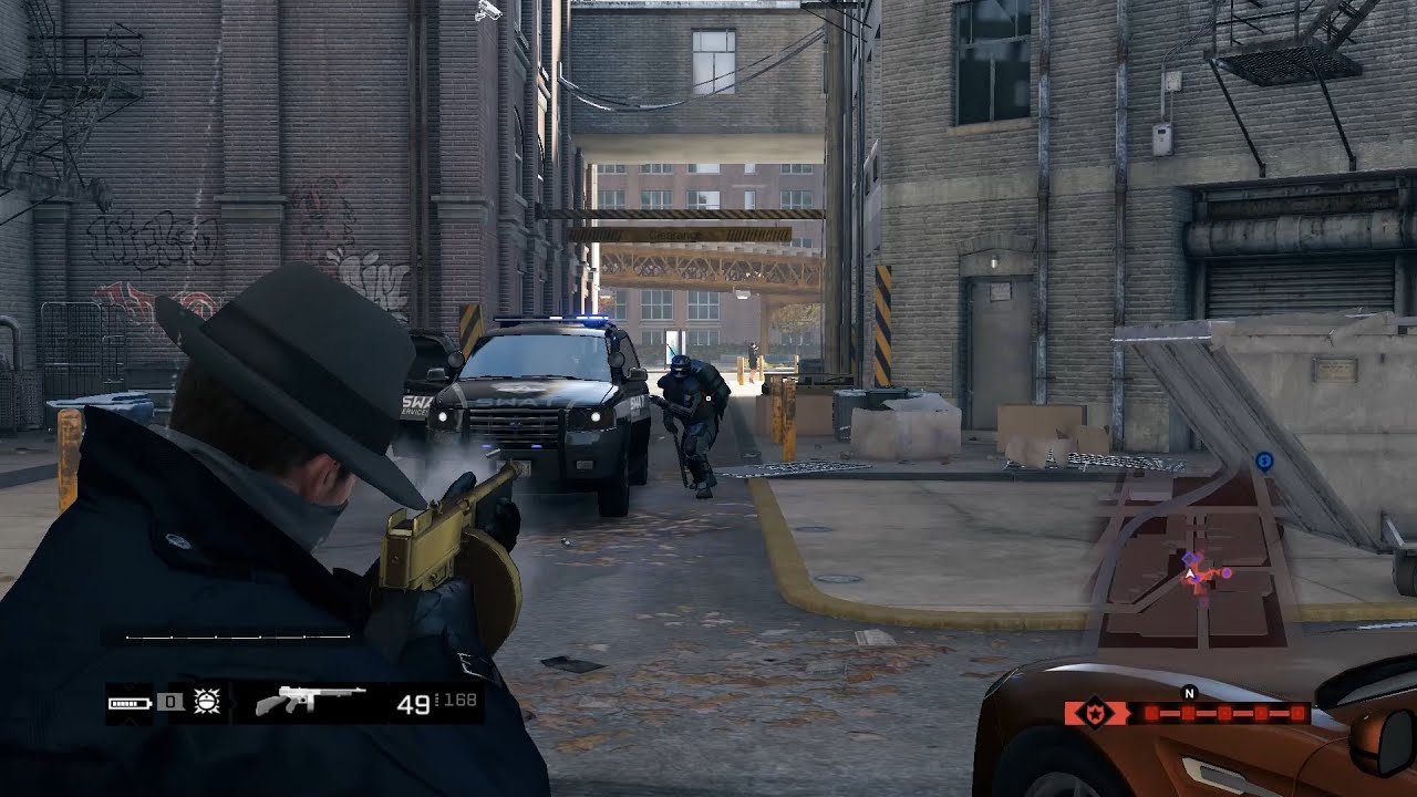 Watch Dogs 1920's Mobster Outfit Police Shootout & Combat + Epic 5 Star Wanted Level Escaped