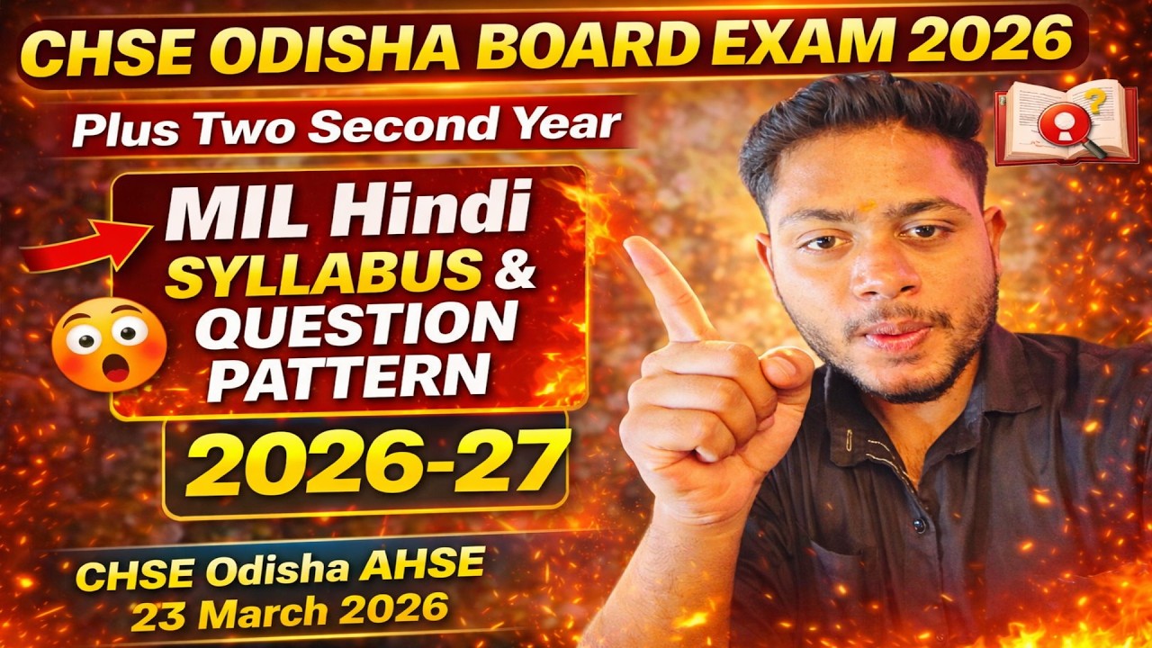 Plus Two Second Year MIL Hindi Syllabus & Question Pattern 2026-27 | CHSE Odisha
