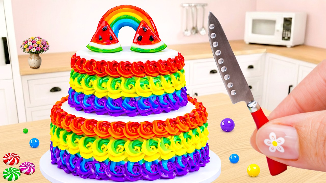 Miniature Rainbow Cake Ideas 🌈🍰 Super Satisfying Cake Decorating | Mini Baking - Amazing Cake