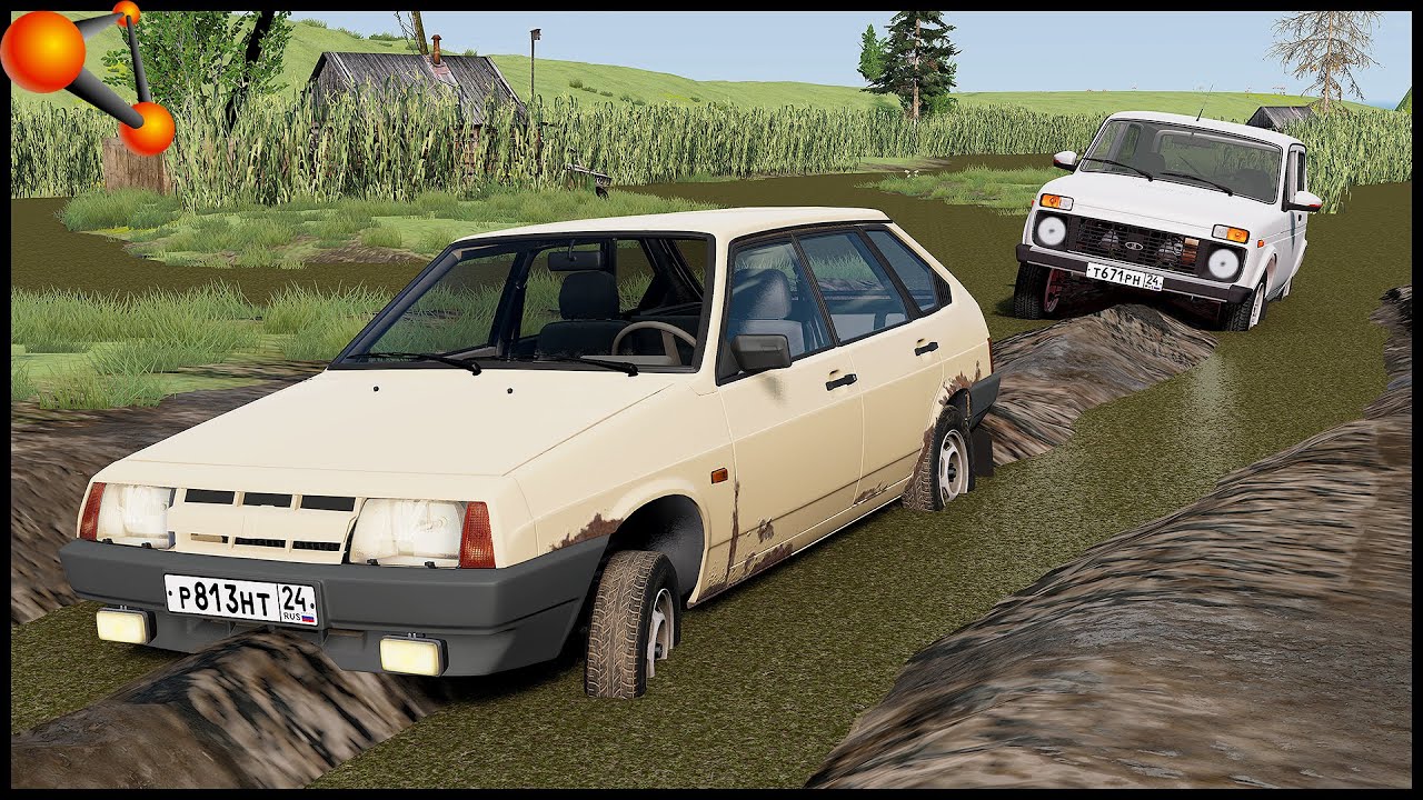 КТО ПРОЕДЕТ БОЛОТО! Застряли ВСЕ! - BeamNg Drive