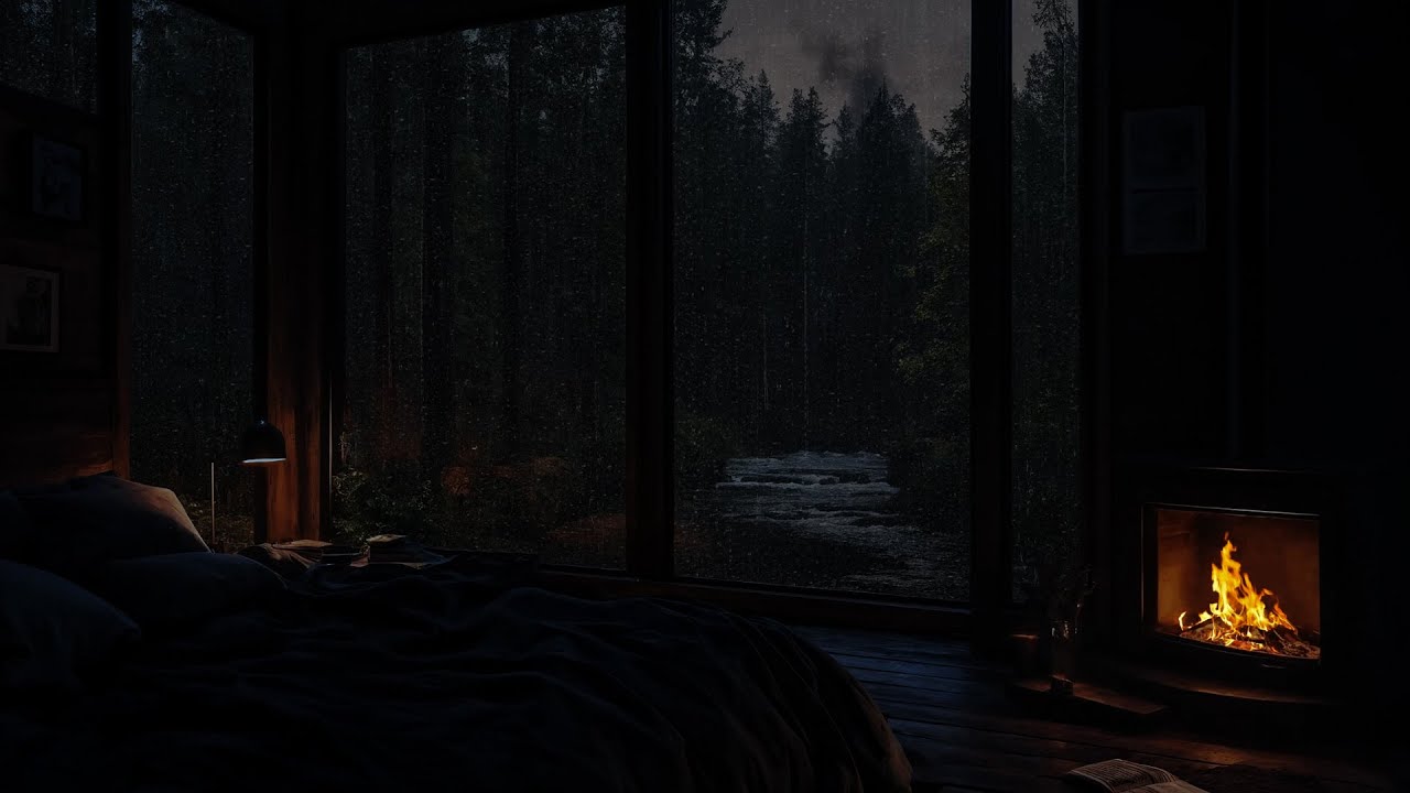 Ultra Calm Rain Cabin in the Woods 4K | The sound of rain helps reduce stress & promote deep sleep.