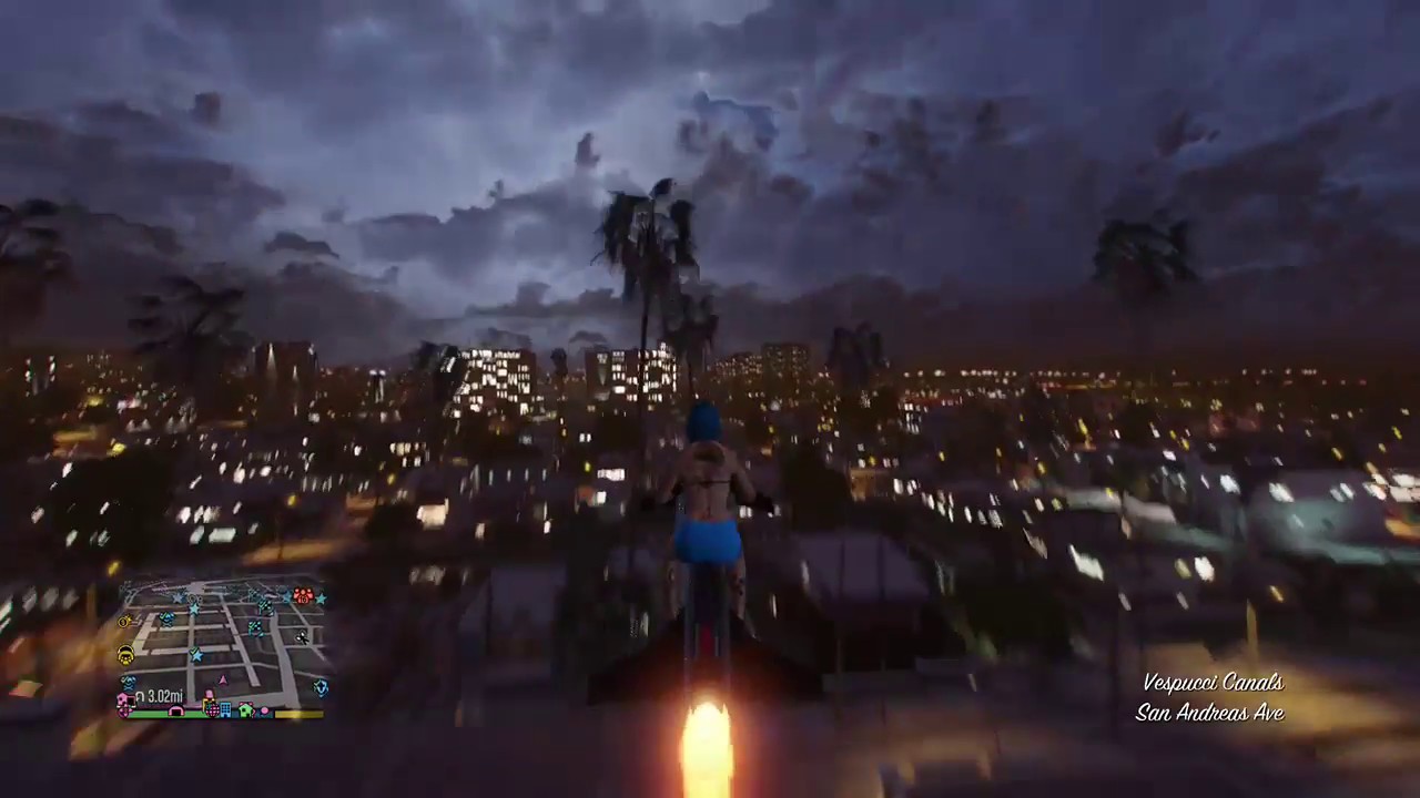 GTA V ONLINE FLYING BIKE! ODDLY SATISFYING CITY NIGHT DRIVE!