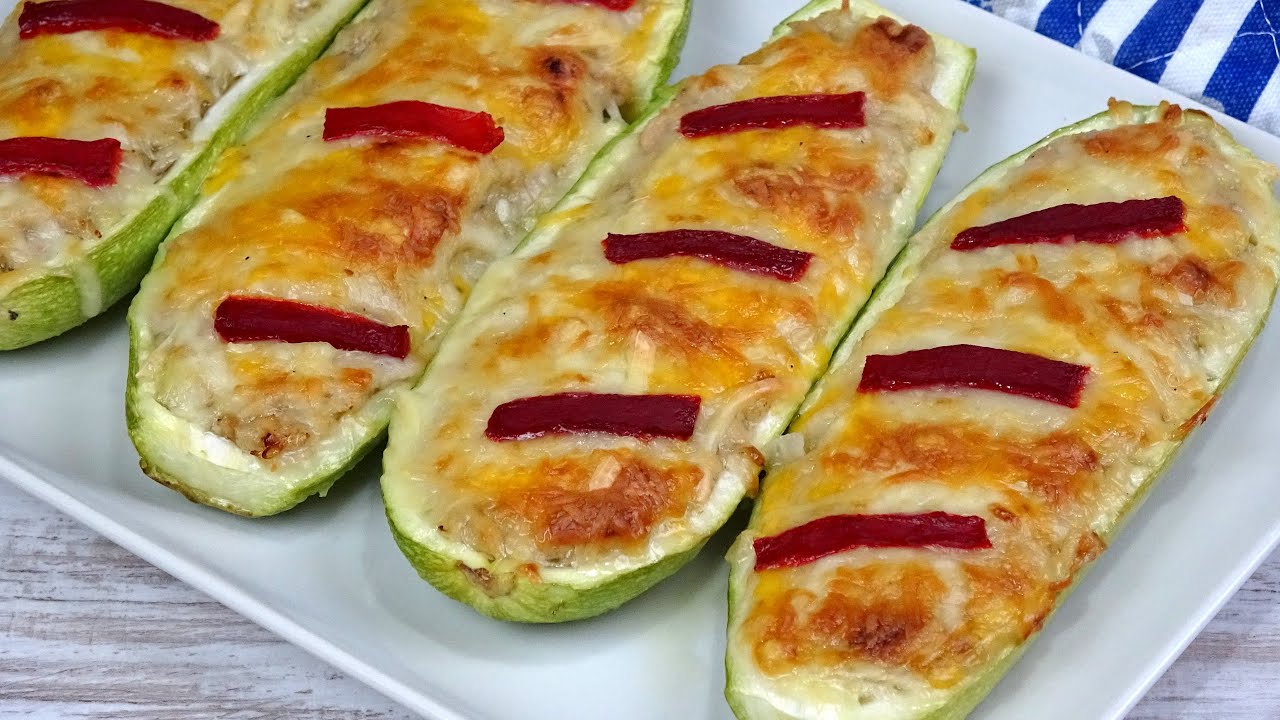 CALABACINES RELLENOS DE ATÚN, Fáciles y Saludables😋STUFFED ZUCCHINI